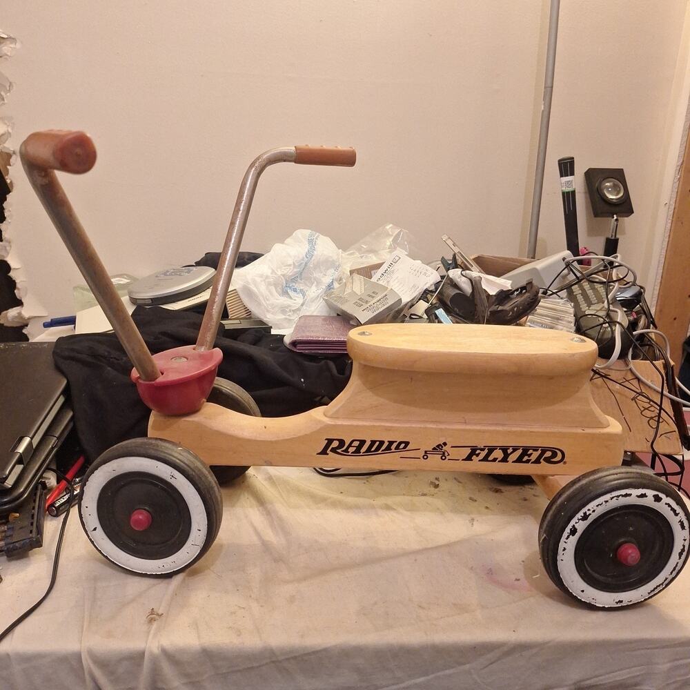 Vintage Radio Flyer Maple Wood 4 Wheel Scooter Bike Ride On